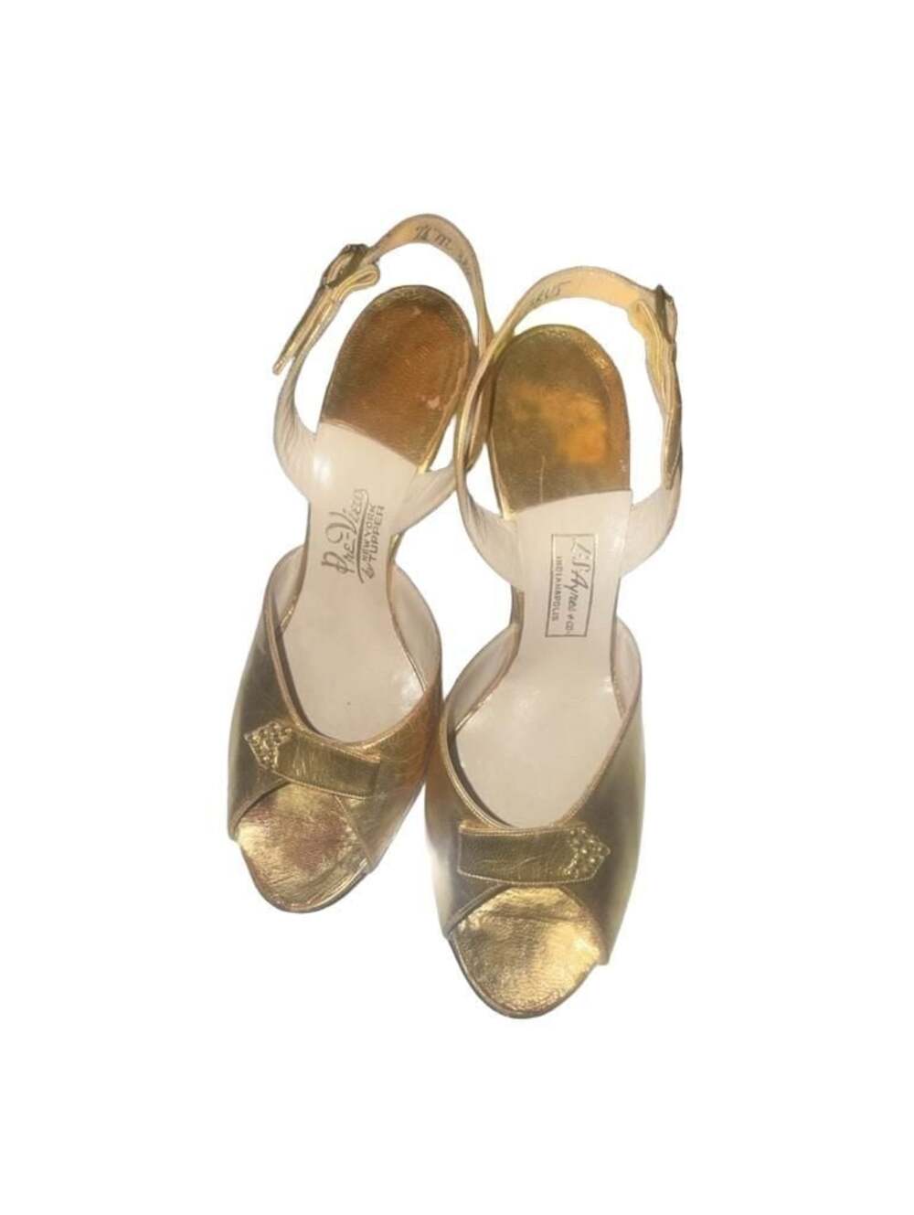 Vintage Pre-View by Tupper Gold Metallic Slingback Heels Size 7.5M